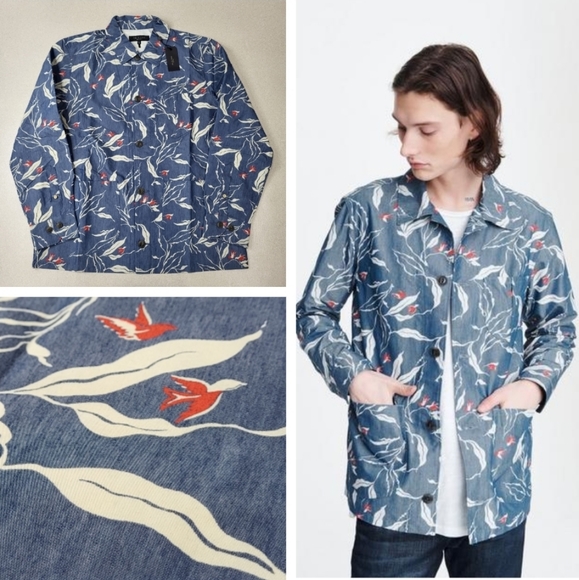 rag & bone Other - (RB-1) Rag & Bone Mens Indigo Floral Mace Shirt Jacket